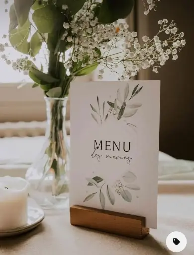 Indicadores de mesa base madera para bodas